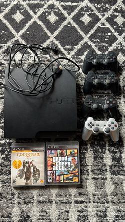 Sony PlayStation 3 PS3 Slim 320GB Console Bundle – 4 Controllers + 2 Games