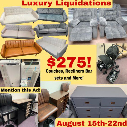 Big Discounts: Sofas, Recliners, Futons, Portable Air Conditioners, Dressers, Bar Sets & More