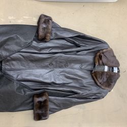 Leather Coat With Fur Trim