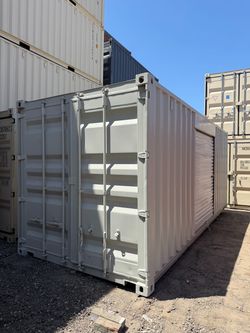 20FT SHIPPING CONTAINER – WIND & WATERTIGHT | HEAVY DUTY STORAGE SHED | CONEX BOX (REFURBISHED W/ 8FT ROLL UP DOOR)
