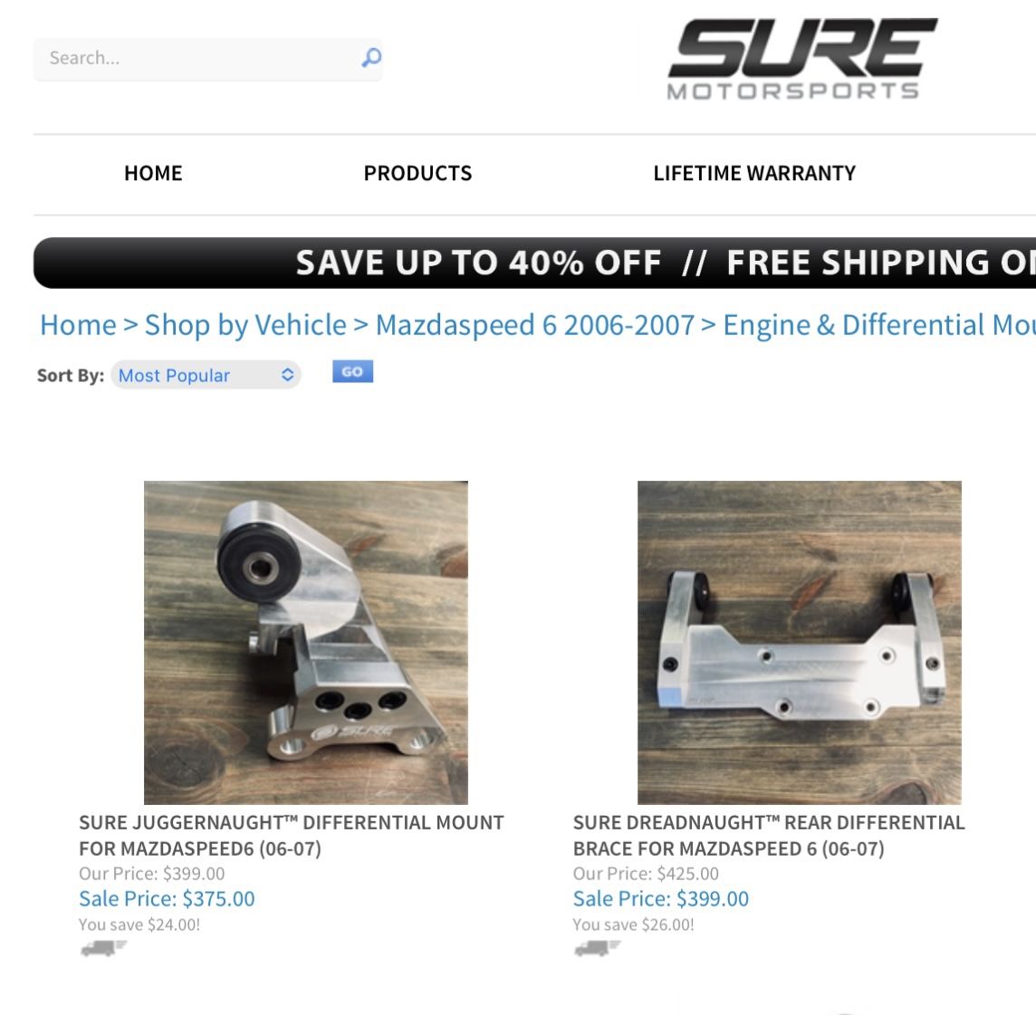 Mazdaspeed6 Sure Motorsports Rear Diff Mounts