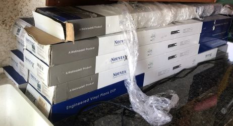 140 SF Luxury Engineered Vinyl Plank Flooring (New In Box) With Titanium Underlayment & 5” Baseboard 