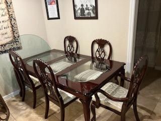 Cherry Mahogany Formal Dining Table & 6 Chairs