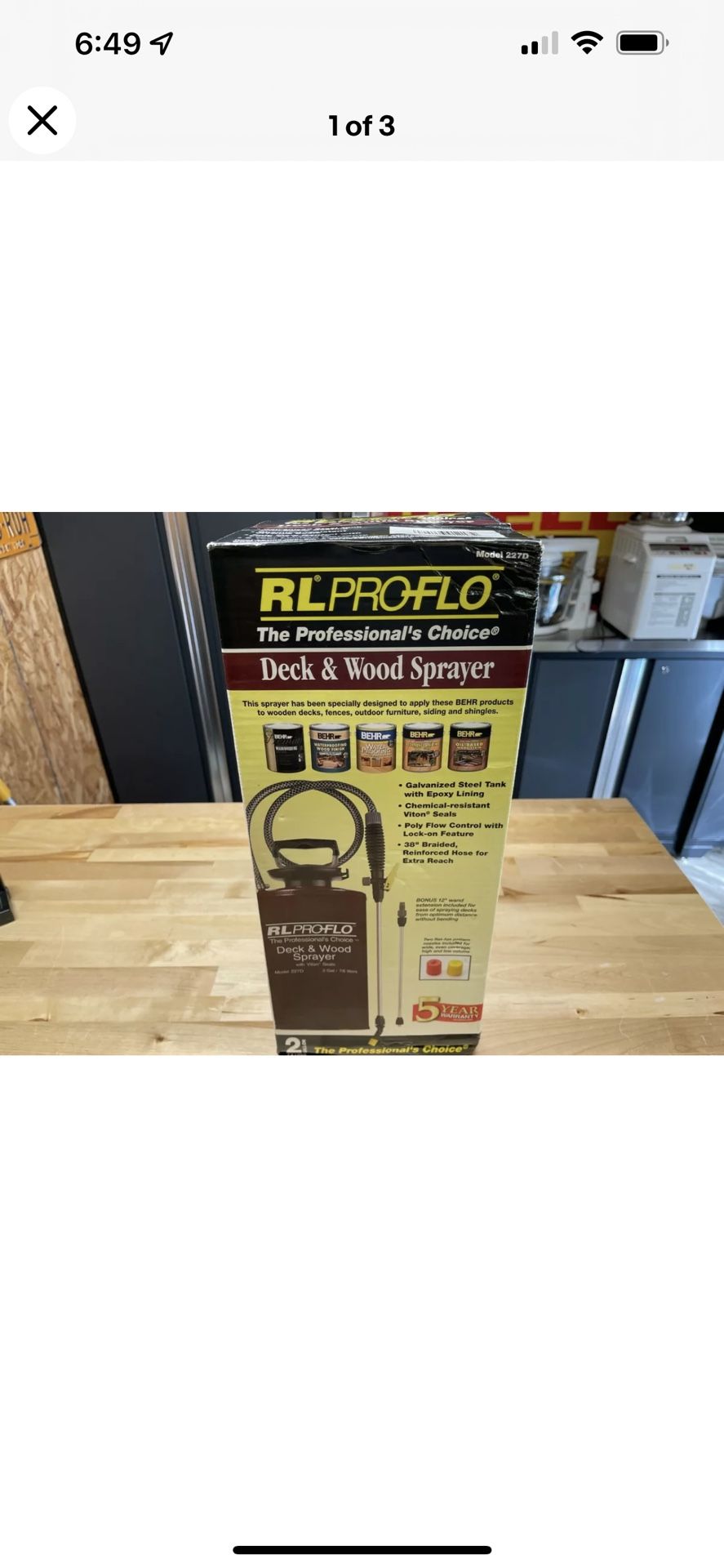 New RL Proflo 2 Gallon Galvanized Steel w/Epoxy lining Deck & Wood Sprayer #227D