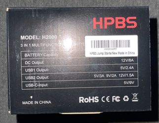 HPBS Battery Jump Starter - 2000A Portable Jump Starter Box For Up