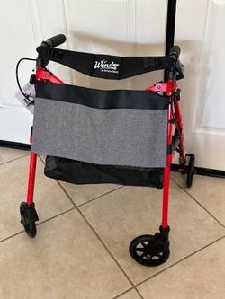 New Wonder Rollator Stander Plus Sport Rolling Utility Cart Organizer Red