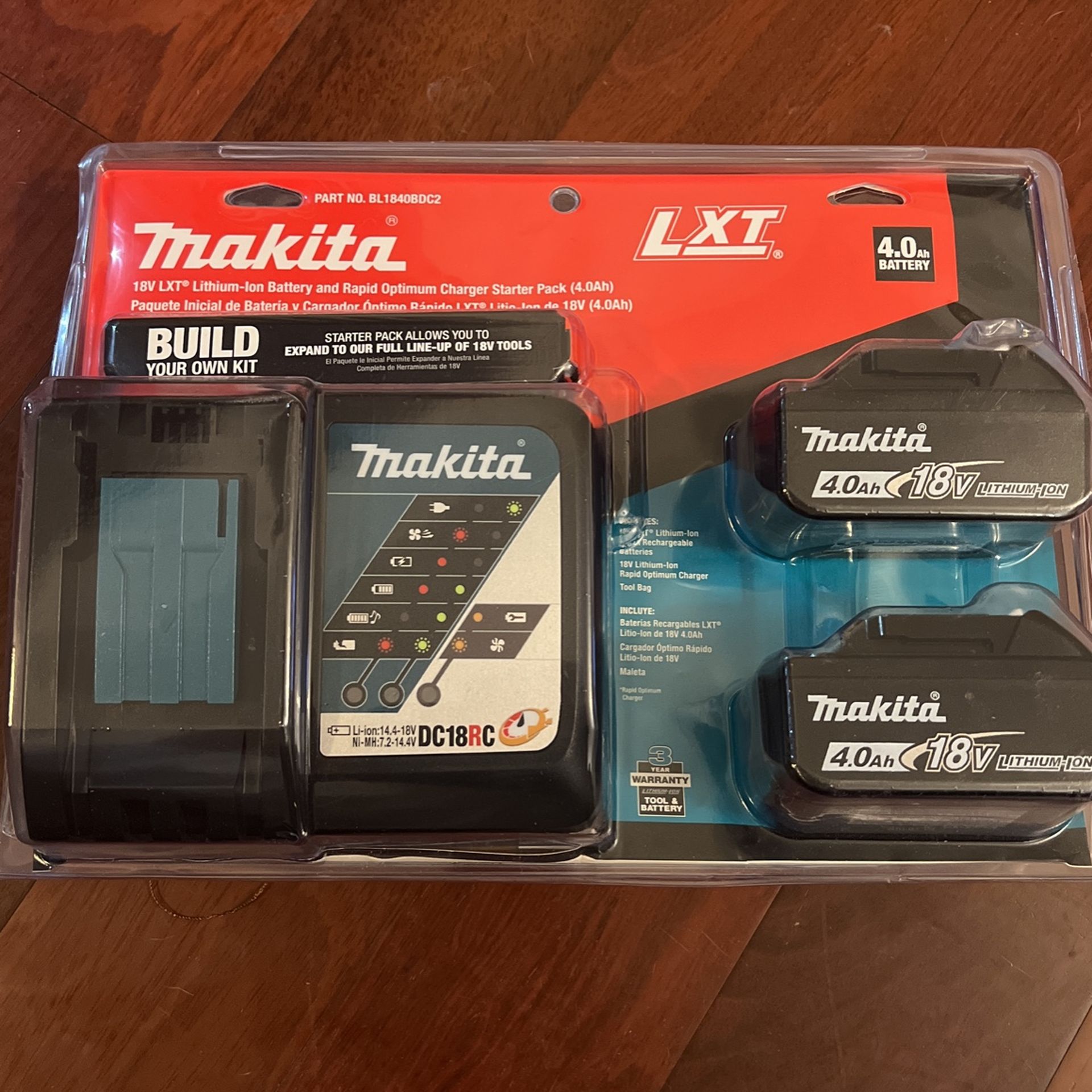 Makita 18V LXT lithium ion battery and rapid optimum charger starter pack 4.0Ah 