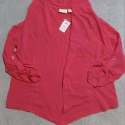 Women's Size 1 Chicos Brand New Shirt Wrap Jacket Red Tags