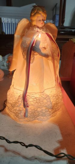 Vintage Lighted Angel Christmas Tree Topper