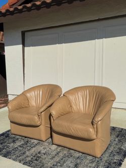 Leather Barrel Swivel Chairs