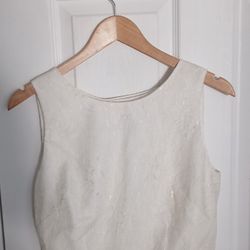 Jenny Yoo Florentine Lace Sleeveless Crop Bridal Top In Ivory Size 12