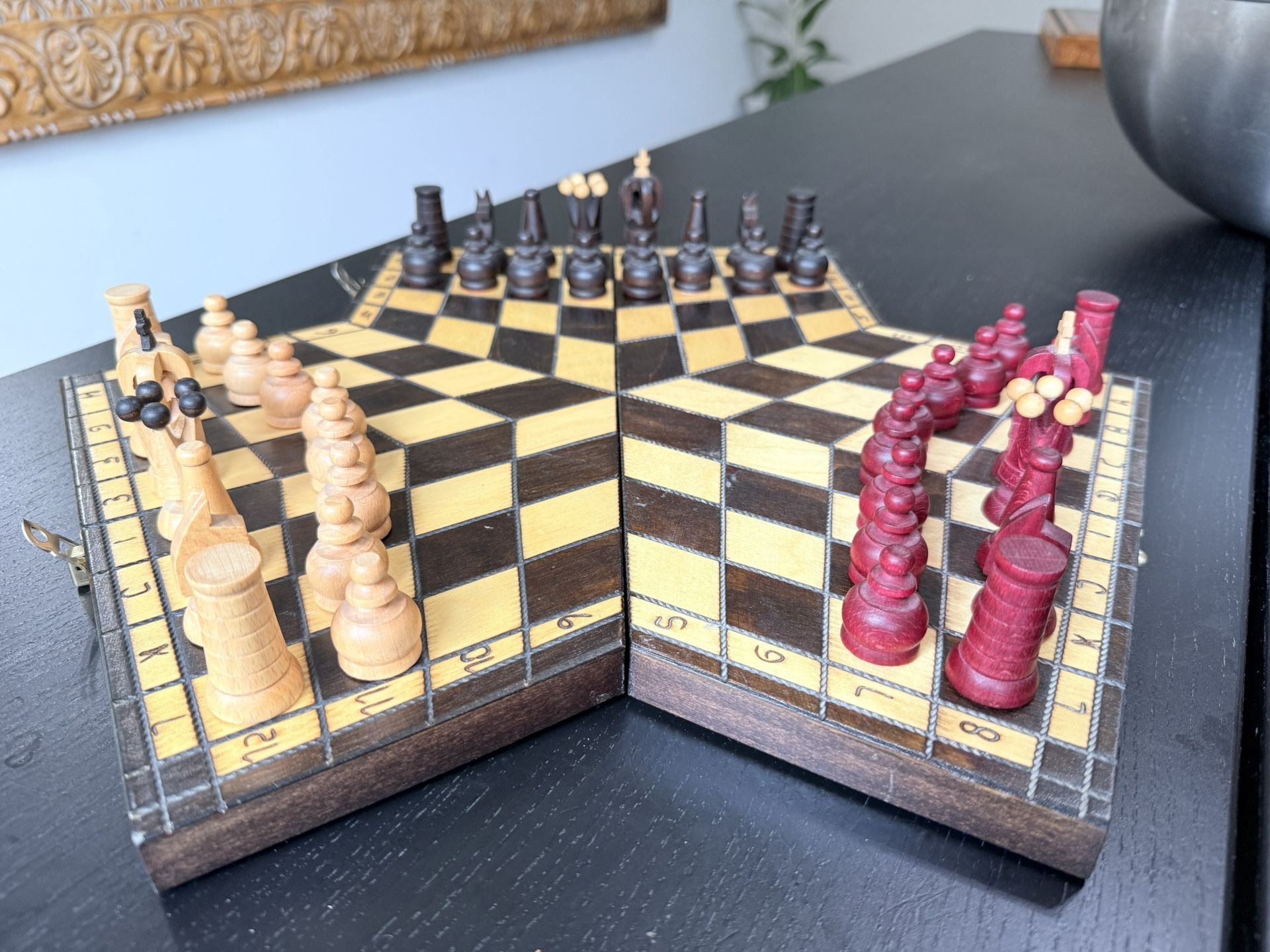 1996 Jerzy Luberda Three Player Wooden Chess Board