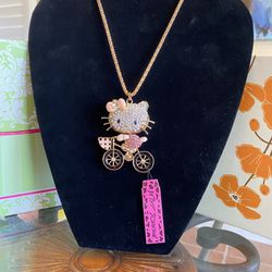 Betsey Johnson Hello Kitty On A Bicycle Necklace