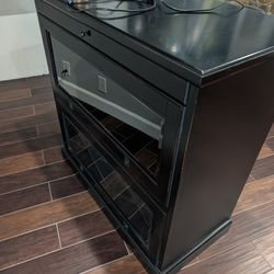 Black Wood Wine & Bar Cabinet with Glass Doors - $60 OBO