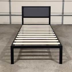 New Twin Bed Frame with Padded Headboard (Can Deliver)