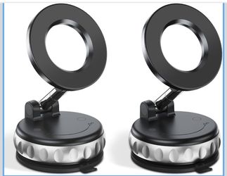 2-Pack Vacuum Suction Magnetic Phone Holder for Car Dashboard, Windshield - Hands-Free Strong Grip Mount with 360° Rotation for iPhone & Android Phone