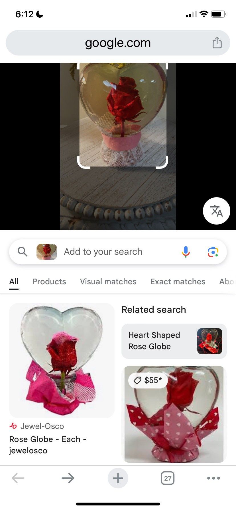 Heart Shaped Rose Globe