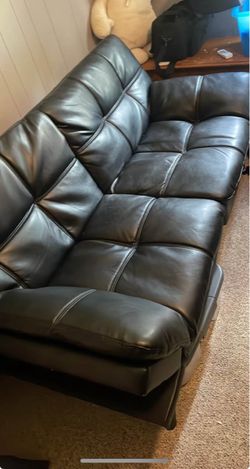 Black Leather futon Sofa