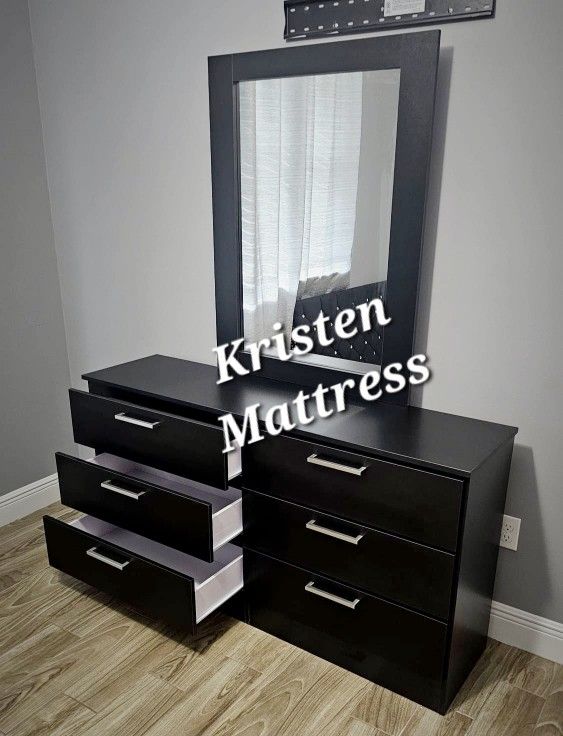 NEW DOUBLE DRESSER AND MIRROR - ASSEMBLED