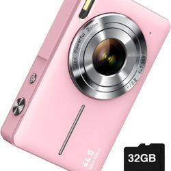 Digital Camera FHP 1080P With 32GB SD Card 16x Digital Zoom for Kids, Pink