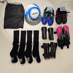 Kids Soccer Gear Bundle — Cleats, Shin Guards, Ball & Socks — $20