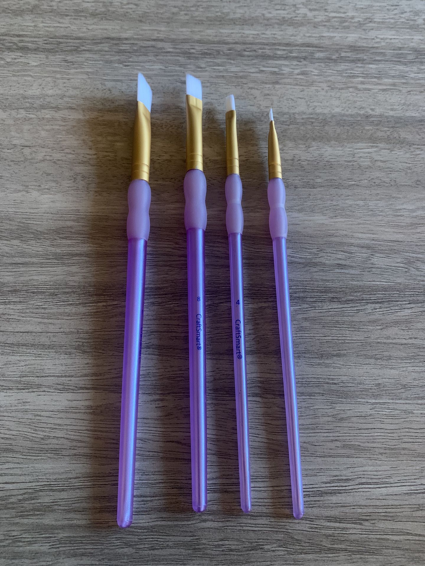 NWOB Never Used CraftSmart Purple Gold Makeup Brushes in 4 Piece No 12 8 4 & 2