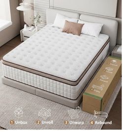 King Mattress,12 Inch Hybrid King Size Mattresses in a Box Memory Foam & Pocket Spring,Medium Firm for Pressure Relief,Motion Isolation,Fiberglass Fre