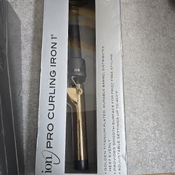 Ion Golden Titanium Curling Iron, 1 Inch, Durable, All Hair Types, Dual Voltage