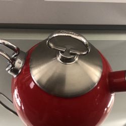 RARE CHANTAL Tea Pot Kettle Red Blue Enamel Stainless Accent TEA BALL EUC i go cheap on items