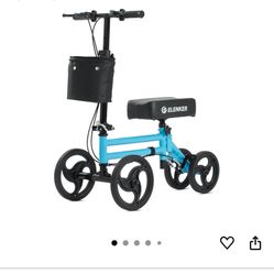 New! ELENKER Knee Scooter Economy Knee Walker with Dual Braking System for Injury or Surgery to The Foot, Ankle Injuries Light Blue