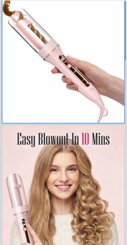 ZAVAREA Automatic Rotating Curling Iron for Long Hair - 1 Inch Curling Wand for Beach Waves & Loose Curls, Easy Hair Curler for Beginners, Anti-Scald 
