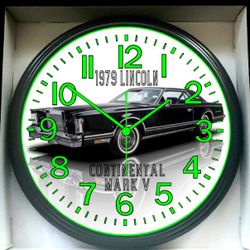 Wall Clock 1979 Lincoln Continental V Garage Shop Glow In The Dark Wall Clock New!