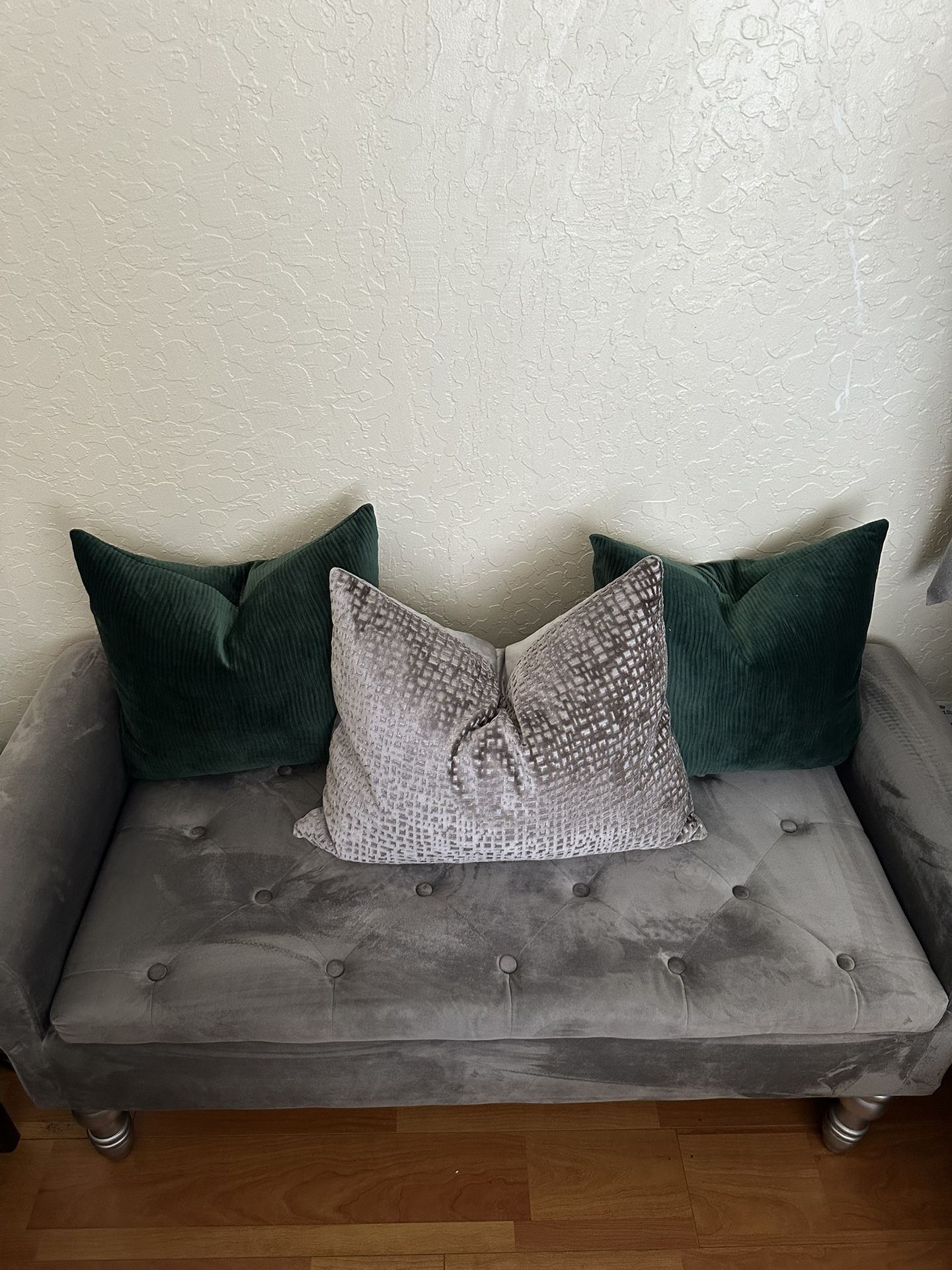 Velvet Ottoman Gray
