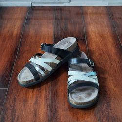 Mephisto Huleda Sandals EU 37 US 7 Minimal Leather Cork Comfort Slides