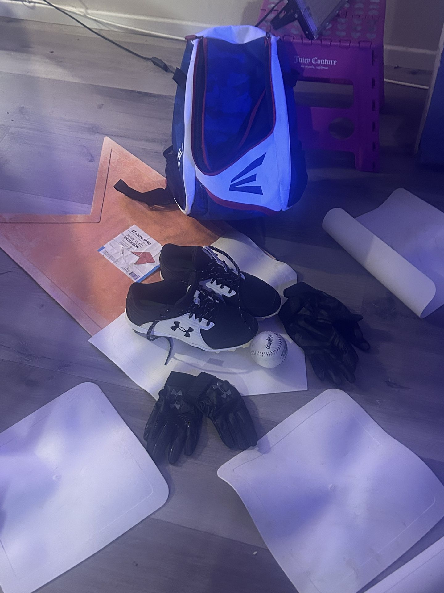 Baseball Backpack And Gloves Shoes And Baseball plates