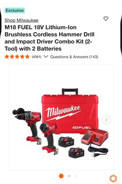 Shop Milwaukee M18 FUEL 18V Lithium-Ion Brushless Cordless Hammer Drill and Impact Driver Combo Kit (2-Tool) with 2 Batteries