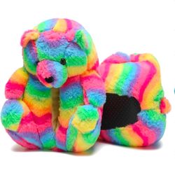 Rainbow teddy Bear Slippers