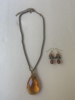 Vintage Chico’s Faux Topaz Necklace And Earrings