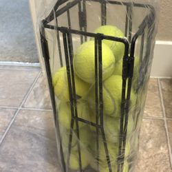 ShelfElites Tennis Ball Basket w Tennis Balls Metal Ball Holder Practice Training New
