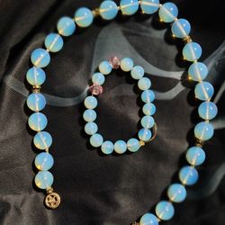 Opalite Beaded Necklace and Bracelet 