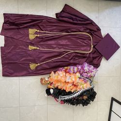 Graduation Gown, Cap, and Leis