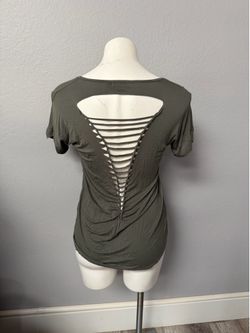 Miss Chievous Olive Green Back Detail Top XS