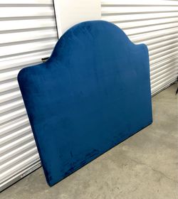 Blue Velvety Queen Headboard
