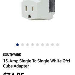 Southwire 6 120-Volt, 15-Amp, 1800-Watts, Single Outlet GFCI Adapter, For Indoor Use With Manual Reset