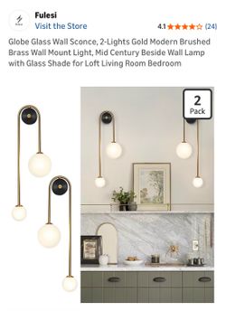 FULESI 2 new glass globe wall sconces, brushed brass