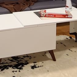 White storage coffee table