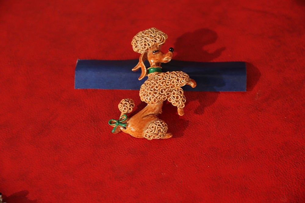 mid-century designer poodle brooch