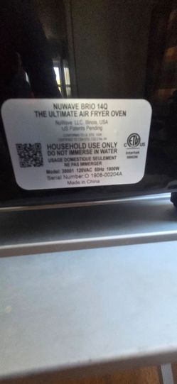 Nuwave Brio 14q air fryer