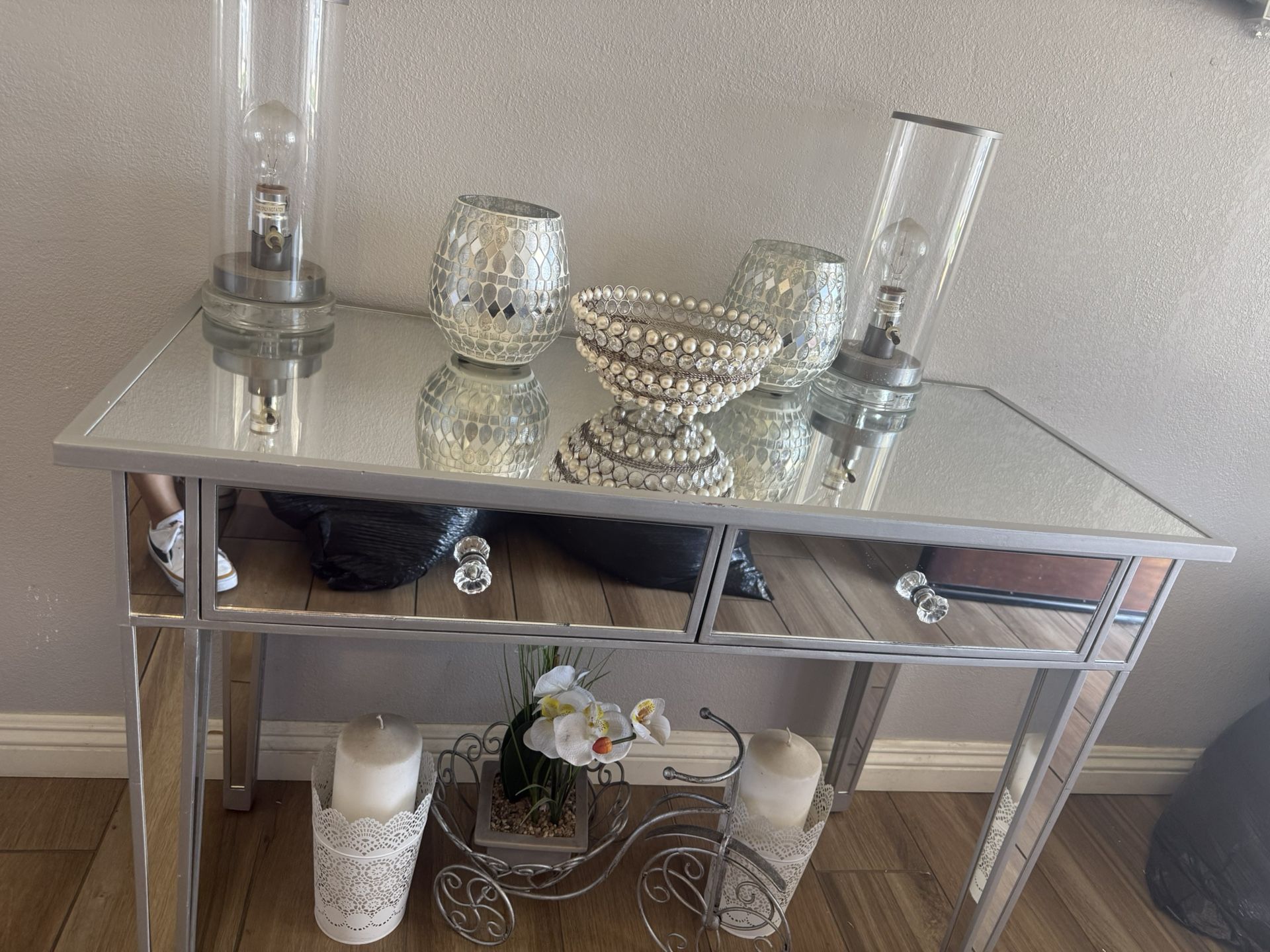 Mirrored Desk And Decorations