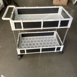 2 Tier Utility Rolling Cart With Handle 